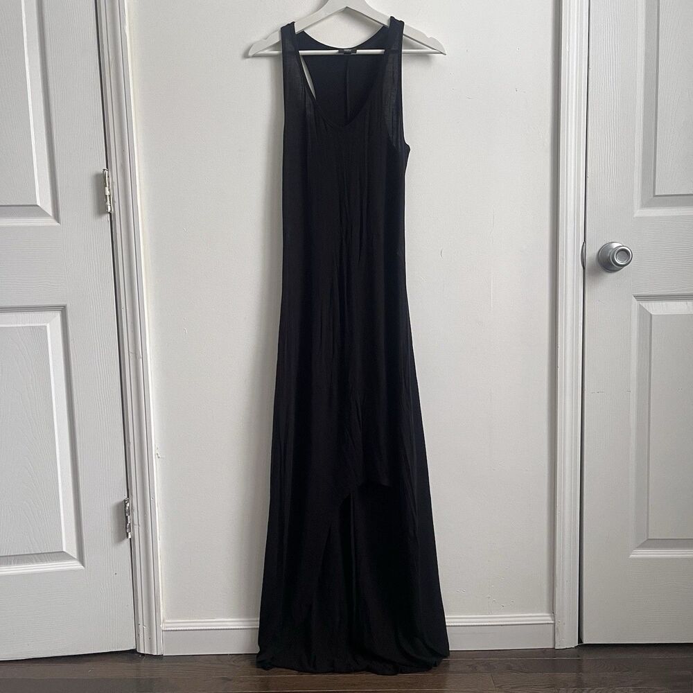 MASSIMO Rayon Blend Stretch Jersey Knit Tank Midi Dress in Black Size XS Sharkbi